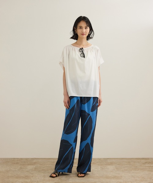 ROPE'(ロペ)の「【洗える】クリア天竺ギャザー半袖プルオーバー/お仕事服(Tシャツ/カットソー・レディース・ホワイト/ブラック/カーキ/ブルー・FREE)」の17枚目の写真
