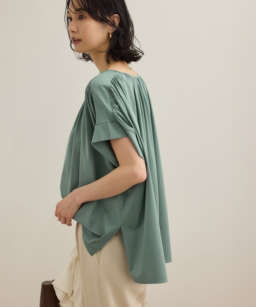 ROPE'(ロペ)の「【洗える】クリア天竺ギャザー半袖プルオーバー/お仕事服(Tシャツ/カットソー・レディース・ホワイト/ブラック/カーキ/ブルー・FREE)」の18枚目の写真