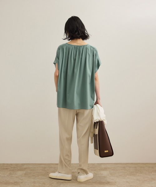 ROPE'(ロペ)の「【洗える】クリア天竺ギャザー半袖プルオーバー/お仕事服(Tシャツ/カットソー・レディース・ホワイト/ブラック/カーキ/ブルー・FREE)」の19枚目の写真