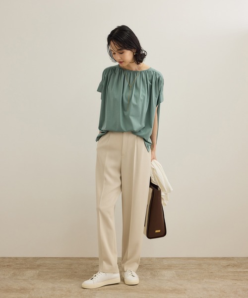 ROPE'(ロペ)の「【洗える】クリア天竺ギャザー半袖プルオーバー/お仕事服(Tシャツ/カットソー・レディース・ホワイト/ブラック/カーキ/ブルー・FREE)」の20枚目の写真