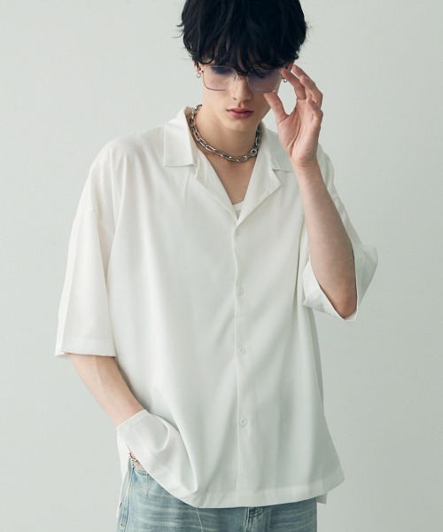 セール】Over size drape regular coller shirt / オーバー
