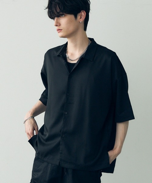 セール】Over size drape regular coller shirt / オーバー