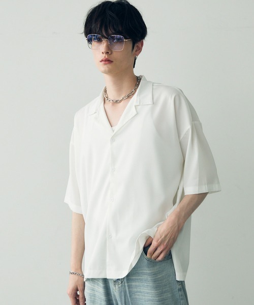 Shoowtime(ショウタイム)の「Over size drape regular coller shirt / オーバーサイズドレープレギュラーカラーシャツ(シャツ/ブラウス・メンズ・ホワイト/グレイッシュブルー/ターコイズブルー/ブラック/ダークグリーン・LARGE/MEDIUM/X-LARGE)」の6枚目の写真