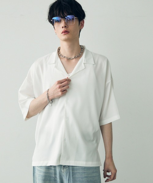 Shoowtime(ショウタイム)の「Over size drape regular coller shirt / オーバーサイズドレープレギュラーカラーシャツ(シャツ/ブラウス・メンズ・ホワイト/グレイッシュブルー/ターコイズブルー/ブラック/ダークグリーン・LARGE/MEDIUM/X-LARGE)」の9枚目の写真
