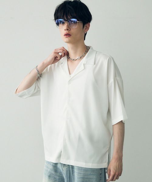 Shoowtime(ショウタイム)の「Over size drape regular coller shirt / オーバーサイズドレープレギュラーカラーシャツ(シャツ/ブラウス・メンズ・ホワイト/グレイッシュブルー/ターコイズブルー/ブラック/ダークグリーン・LARGE/MEDIUM/X-LARGE)」の10枚目の写真