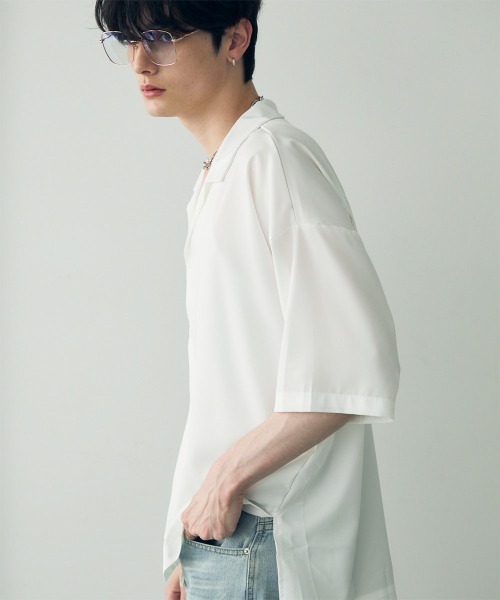 Shoowtime(ショウタイム)の「Over size drape regular coller shirt / オーバーサイズドレープレギュラーカラーシャツ(シャツ/ブラウス・メンズ・ホワイト/グレイッシュブルー/ターコイズブルー/ブラック/ダークグリーン・LARGE/MEDIUM/X-LARGE)」の15枚目の写真