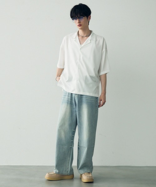 Shoowtime(ショウタイム)の「Over size drape regular coller shirt / オーバーサイズドレープレギュラーカラーシャツ(シャツ/ブラウス・メンズ・ホワイト/グレイッシュブルー/ターコイズブルー/ブラック/ダークグリーン・LARGE/MEDIUM/X-LARGE)」の20枚目の写真