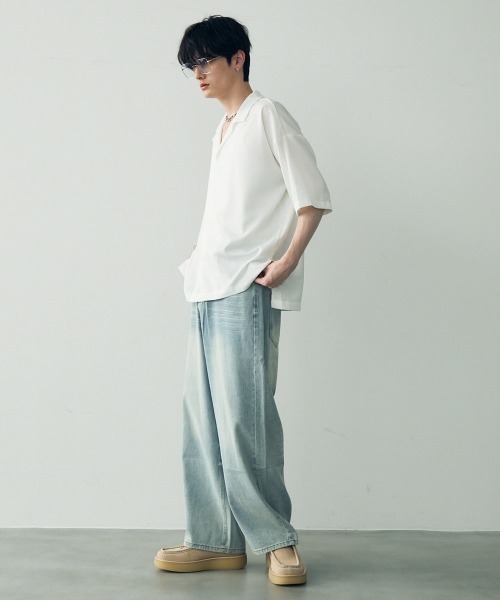 Shoowtime(ショウタイム)の「Over size drape regular coller shirt / オーバーサイズドレープレギュラーカラーシャツ(シャツ/ブラウス・メンズ・ホワイト/グレイッシュブルー/ターコイズブルー/ブラック/ダークグリーン・LARGE/MEDIUM/X-LARGE)」の21枚目の写真