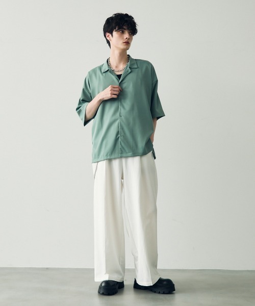 激安　新品未使用　ryo takashima キュプラコットンシャツ セール】Over size drape regular coller shirt / オーバー