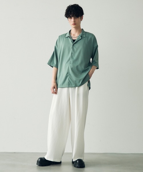 sillage　オーバーサイズコットンシャツ　シャツカラー　サックス　FREE SUNSEA(サンシー) 2024 29th SHRINKAGE COTTON BIG SHIRT シュ