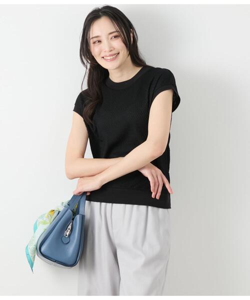 NEWYORKER（ニューヨーカー）の「シアーストレッチジャカード フレンチスリーブプルオーバー（Tシャツ/カットソー・レディース・ホワイト・L/M）」の9枚目の写真