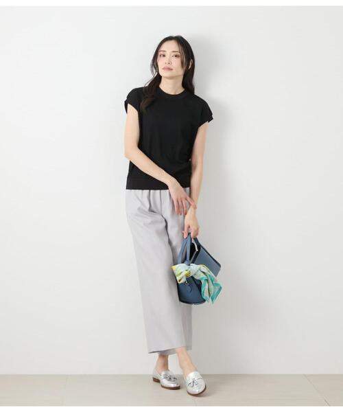 NEWYORKER（ニューヨーカー）の「シアーストレッチジャカード フレンチスリーブプルオーバー（Tシャツ/カットソー・レディース・ホワイト・L/M）」の10枚目の写真