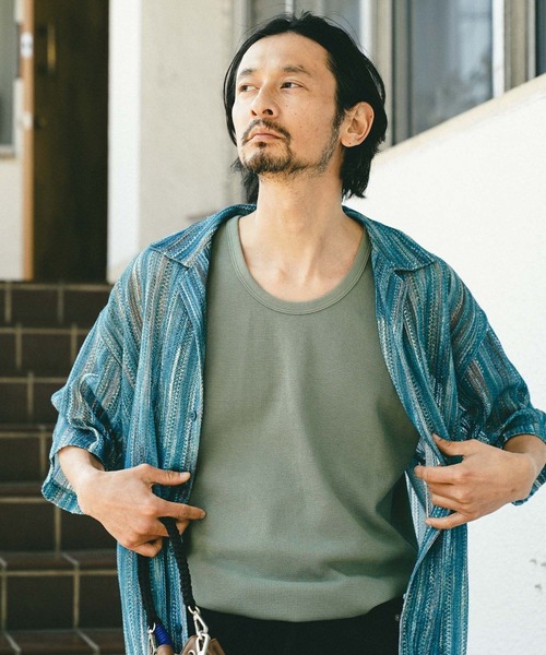 BAYFLOW（ベイフロー）の「[レイヤードに最適] ワッフルラウンドタンクトップ（Tシャツ/カットソー・メンズ・ブラック/ホワイト/カーキ・MEDIUM/LARGE）」の16枚目の写真