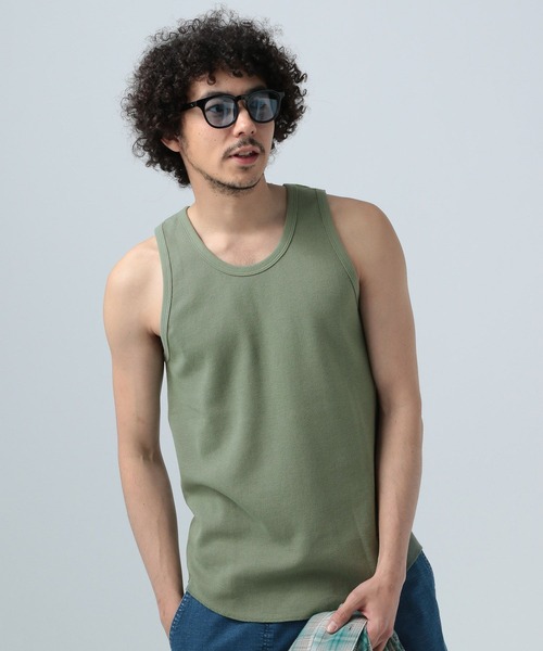 BAYFLOW（ベイフロー）の「[レイヤードに最適] ワッフルラウンドタンクトップ（Tシャツ/カットソー・メンズ・ブラック/ホワイト/カーキ・MEDIUM/LARGE）」の12枚目の写真