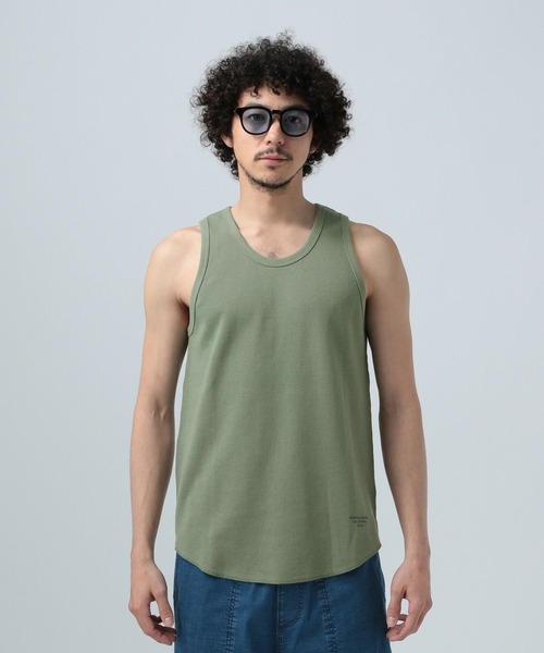 BAYFLOW（ベイフロー）の「[レイヤードに最適] ワッフルラウンドタンクトップ（Tシャツ/カットソー・メンズ・ブラック/ホワイト/カーキ・MEDIUM/LARGE）」の10枚目の写真