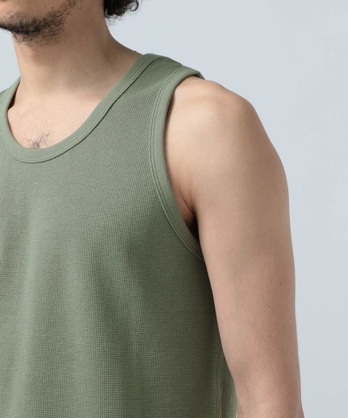 BAYFLOW（ベイフロー）の「[レイヤードに最適] ワッフルラウンドタンクトップ（Tシャツ/カットソー・メンズ・ブラック/ホワイト/カーキ・MEDIUM/LARGE）」の5枚目の写真