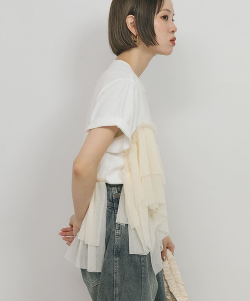 KBF（ケイビーエフ）の「アシメフリルドッキングTEE（Tシャツ/カットソー・レディース・グリーン系その他/ブルー系その他/ホワイト系その他・ONE）」の7枚目の写真