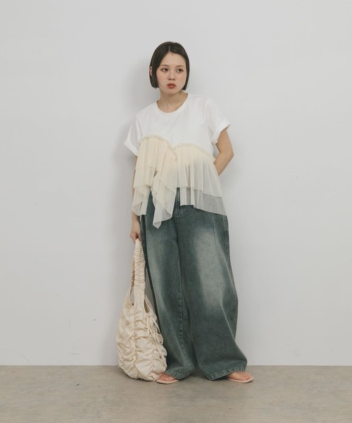 KBF（ケイビーエフ）の「アシメフリルドッキングTEE（Tシャツ/カットソー・レディース・グリーン系その他/ブルー系その他/ホワイト系その他・ONE）」の9枚目の写真