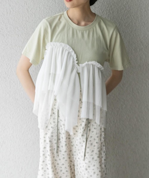 KBF（ケイビーエフ）の「アシメフリルドッキングTEE（Tシャツ/カットソー・レディース・グリーン系その他/ブルー系その他/ホワイト系その他・ONE）」の10枚目の写真