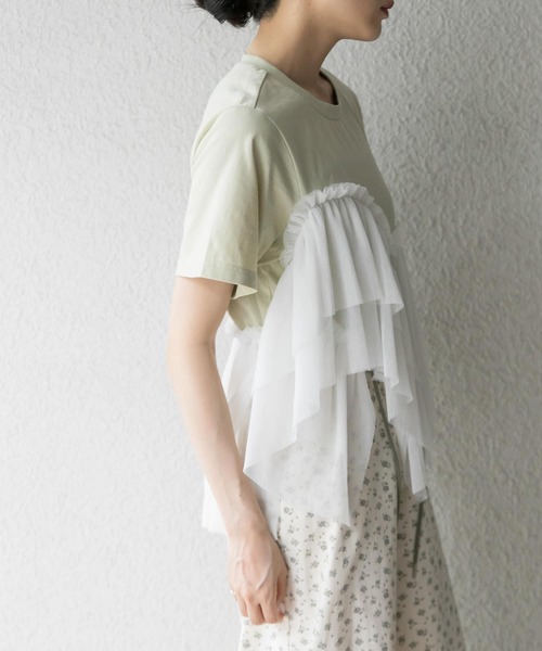 KBF（ケイビーエフ）の「アシメフリルドッキングTEE（Tシャツ/カットソー・レディース・グリーン系その他/ブルー系その他/ホワイト系その他・ONE）」の11枚目の写真