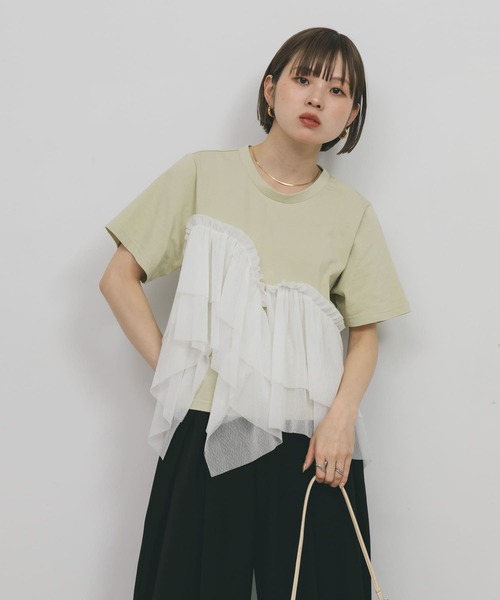 セール】アシメフリルドッキングTEE（Tシャツ/カットソー）｜KBF