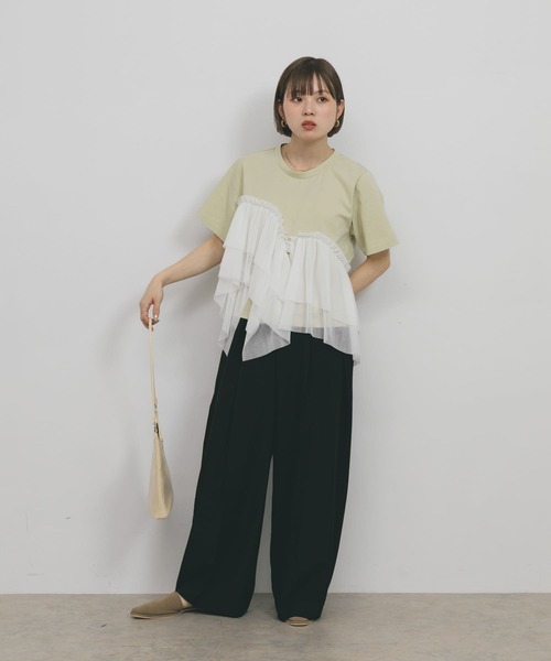 KBF（ケイビーエフ）の「アシメフリルドッキングTEE（Tシャツ/カットソー・レディース・グリーン系その他/ブルー系その他/ホワイト系その他・ONE）」の15枚目の写真