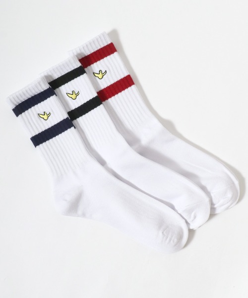 Mark Gonzales（マーク・ゴンザレス）の「MARK GONZALES/マークゴンザレス 3足セット ラインソックス クルーソックス ロングソックス スニーカーソックス 靴下（ソックス/靴下・メンズ・ブラック/ホワイト・25-27CM）」の5枚目の写真