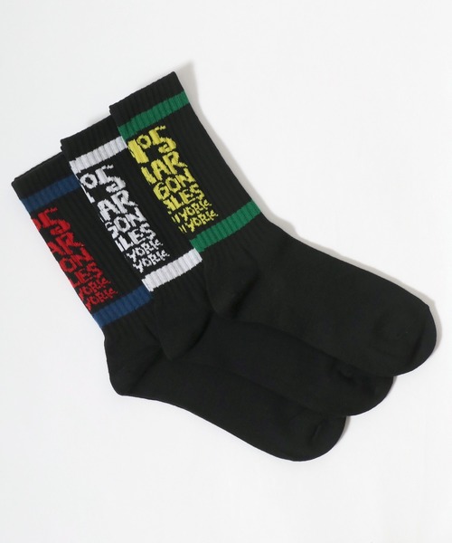 Mark Gonzales（マーク・ゴンザレス）の「MARK GONZALES/マークゴンザレス 3足セット ラインソックス クルーソックス ロングソックス スニーカーソックス 靴下（ソックス/靴下・メンズ・ブラック/ホワイト・25-27CM）」の9枚目の写真