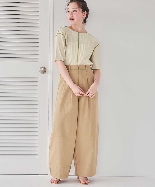 titivate（ティティベイト）の「プリーツメロー配色トップス（Tシャツ/カットソー・レディース・ブラック/ベージュ/アイボリー・FREE）」の12枚目の写真