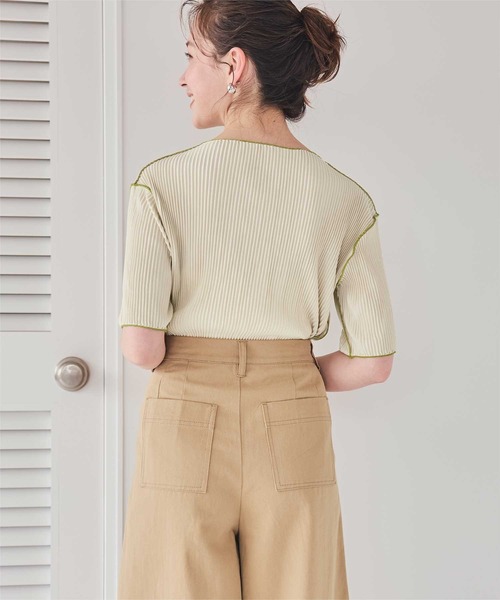 titivate（ティティベイト）の「プリーツメロー配色トップス（Tシャツ/カットソー・レディース・ブラック/ベージュ/アイボリー・FREE）」の10枚目の写真