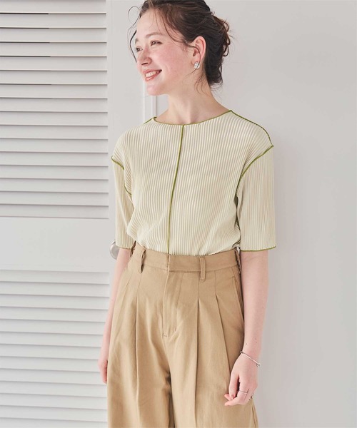 titivate（ティティベイト）の「プリーツメロー配色トップス（Tシャツ/カットソー・レディース・ブラック/ベージュ/アイボリー・FREE）」の9枚目の写真