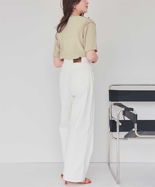 titivate（ティティベイト）の「プリーツメロー配色トップス（Tシャツ/カットソー・レディース・ブラック/ベージュ/アイボリー・FREE）」の21枚目の写真