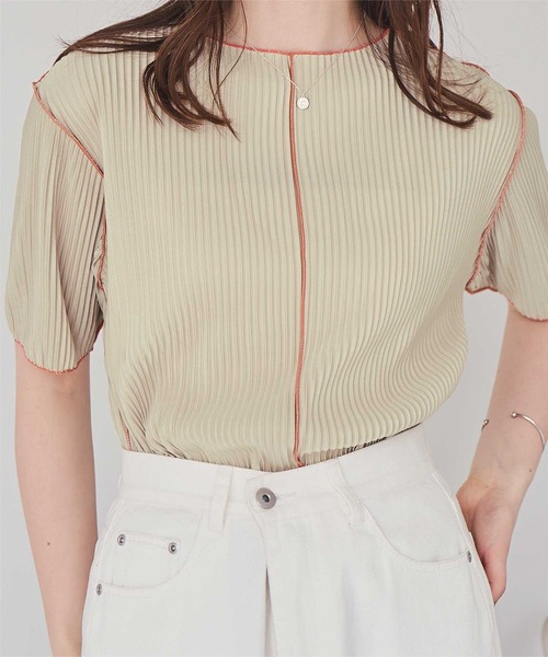 titivate（ティティベイト）の「プリーツメロー配色トップス（Tシャツ/カットソー・レディース・ブラック/ベージュ/アイボリー・FREE）」の18枚目の写真