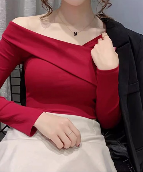 ROOPTOKYO（ループトウキョウ）の「2WAY オフショルデザイン トップス 秋物 秋服 2026年秋冬（Tシャツ/カットソー・レディース・ホワイト/レッド・S/M）」の13枚目の写真