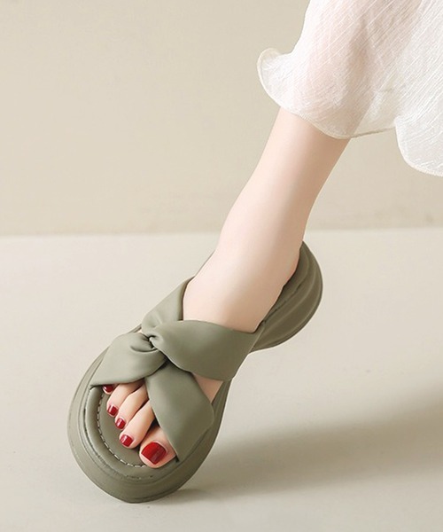 WESTSEA（ウエストシー）の「クロスベルト 厚底ミュールサンダル（サンダル・レディース・ブラック/カーキ/オフホワイト・23cm/23.5cm/24cm/24.5cm）」の12枚目の写真