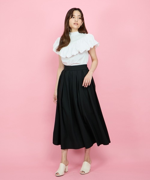 QUEENS COURT(クイーンズコート)の「シルケットカットフリルトップス≪手洗い可能≫(Tシャツ/カットソー・レディース・イエロー/ブラック/オフホワイト・M)」の8枚目の写真