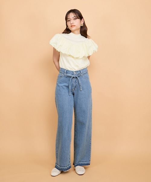QUEENS COURT(クイーンズコート)の「シルケットカットフリルトップス≪手洗い可能≫(Tシャツ/カットソー・レディース・イエロー/ブラック/オフホワイト・M)」の20枚目の写真