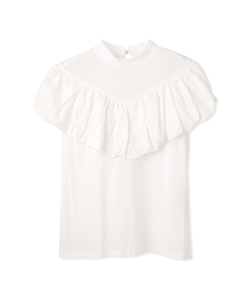 QUEENS COURT(クイーンズコート)の「シルケットカットフリルトップス≪手洗い可能≫(Tシャツ/カットソー・レディース・イエロー/ブラック/オフホワイト・M)」の4枚目の写真