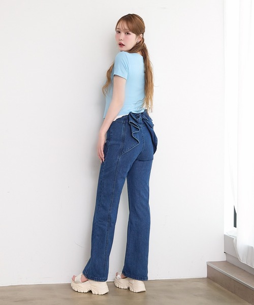 SNSバズりデニム★ビックリボンデニムパンツ SNSバズりデニム☆ビックリボンデニムパンツ