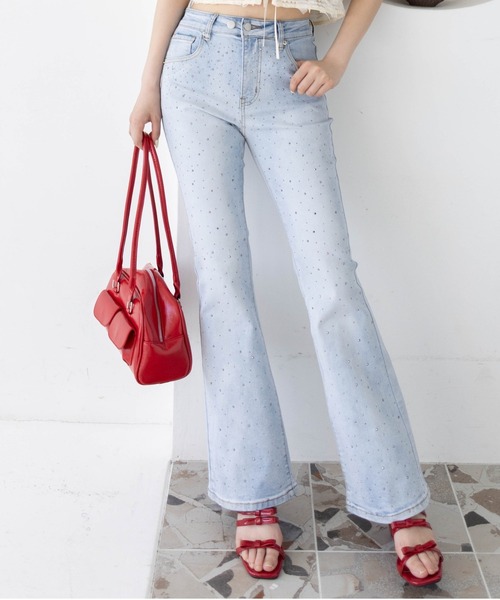 clear（クリア）の「【低身長用サイズ有】ラインストーンフレアデニム [着回し力抜群 大人 カジュアル キラキラ]≪SS新作≫（デニムパンツ・レディース・ブルー/ライトブルー/ブラック/ブルー系その他2・S/M/XS/PS）」の13枚目の写真