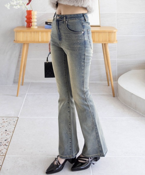 clear（クリア）の「【低身長用サイズ有】ラインストーンフレアデニム [着回し力抜群 大人 カジュアル キラキラ]≪SS新作≫（デニムパンツ・レディース・ブルー/ライトブルー/ブラック/ブルー系その他2・S/M/XS/PS）」の8枚目の写真