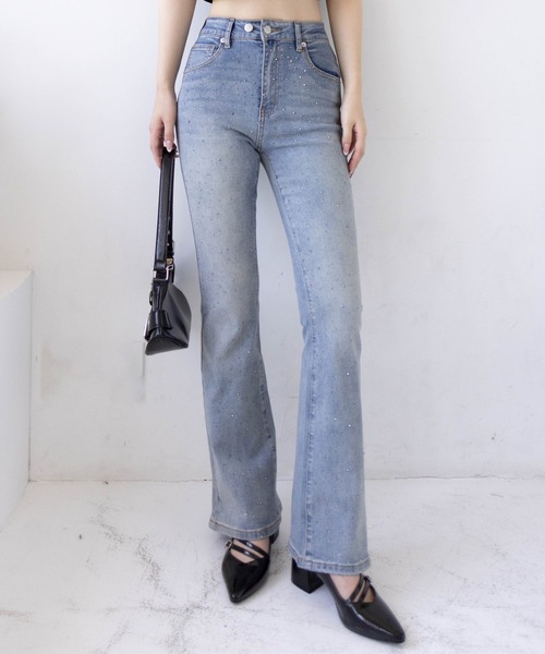 clear（クリア）の「【低身長用サイズ有】ラインストーンフレアデニム [着回し力抜群 大人 カジュアル キラキラ]≪SS新作≫（デニムパンツ・レディース・ブルー/ライトブルー/ブラック/ブルー系その他2・S/M/XS/PS）」の11枚目の写真
