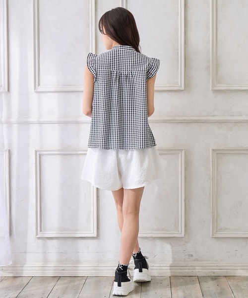 Amourire girl（アムリールガール）の「エンボスキュロットパンツ（その他パンツ・キッズ・オフホワイト/ブラック・130cm/140cm/150cm/160cm）」の9枚目の写真