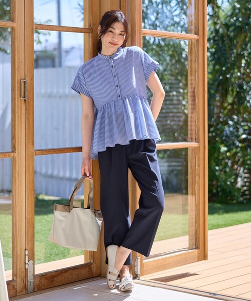 ANY（エニィ）の「半袖ティアードブラウス（シャツ/ブラウス・レディース・グレー系1/ホワイト系1/ネイビー系1・4）」の8枚目の写真