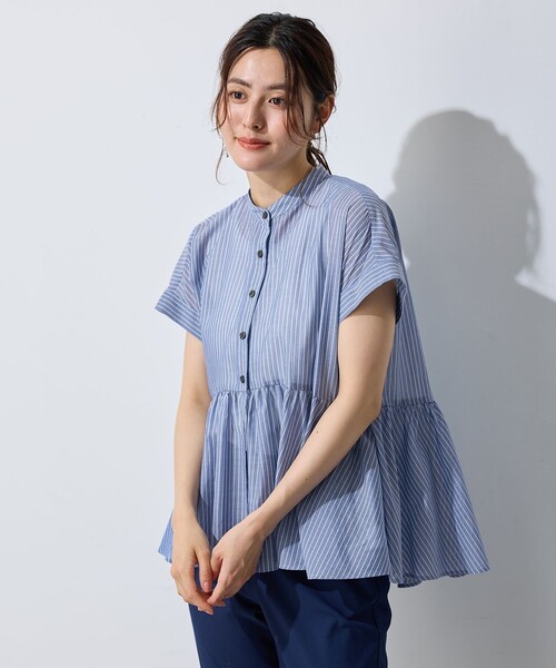 ANY（エニィ）の「半袖ティアードブラウス（シャツ/ブラウス・レディース・グレー系1/ホワイト系1/ネイビー系1・4）」の9枚目の写真