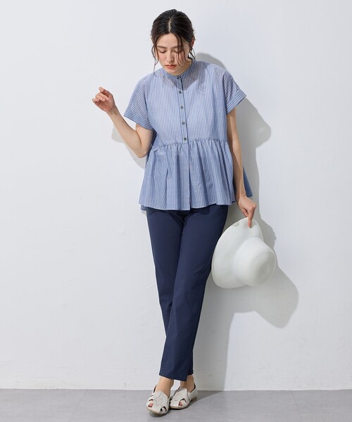 ANY（エニィ）の「半袖ティアードブラウス（シャツ/ブラウス・レディース・グレー系1/ホワイト系1/ネイビー系1・4）」の11枚目の写真