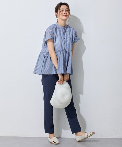 ANY（エニィ）の「半袖ティアードブラウス（シャツ/ブラウス・レディース・グレー系1/ホワイト系1/ネイビー系1・4）」の18枚目の写真