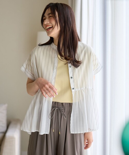 ANY（エニィ）の「半袖ティアードブラウス（シャツ/ブラウス・レディース・グレー系1/ホワイト系1/ネイビー系1・4）」の19枚目の写真