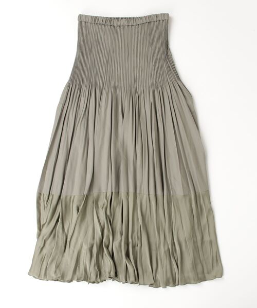 ADAWAS（アダワズ）の「ADAWAS/アダワス TWO-TONE PLEATED SKIRT  ダブルプリーツスカート（スカート・レディース・カーキ・38）」の2枚目の写真
