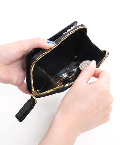 三京商会　クロコダイルミニ財布 sankyo shokai [5%offクーポン]クロコダイル マット バイカラー